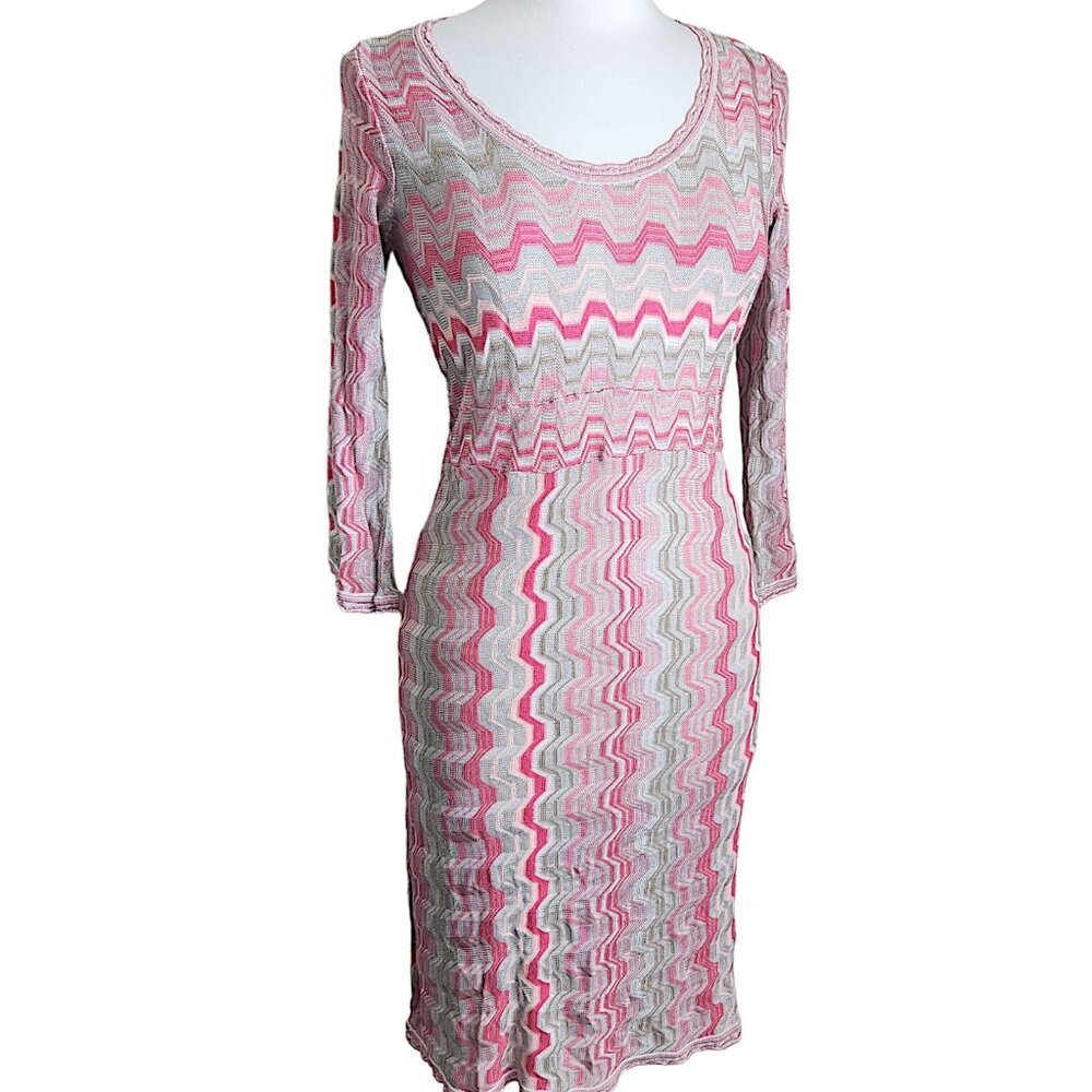 INC International Concepts 60s Retro Knit Gypsy Hippie Dress Women's M Pink